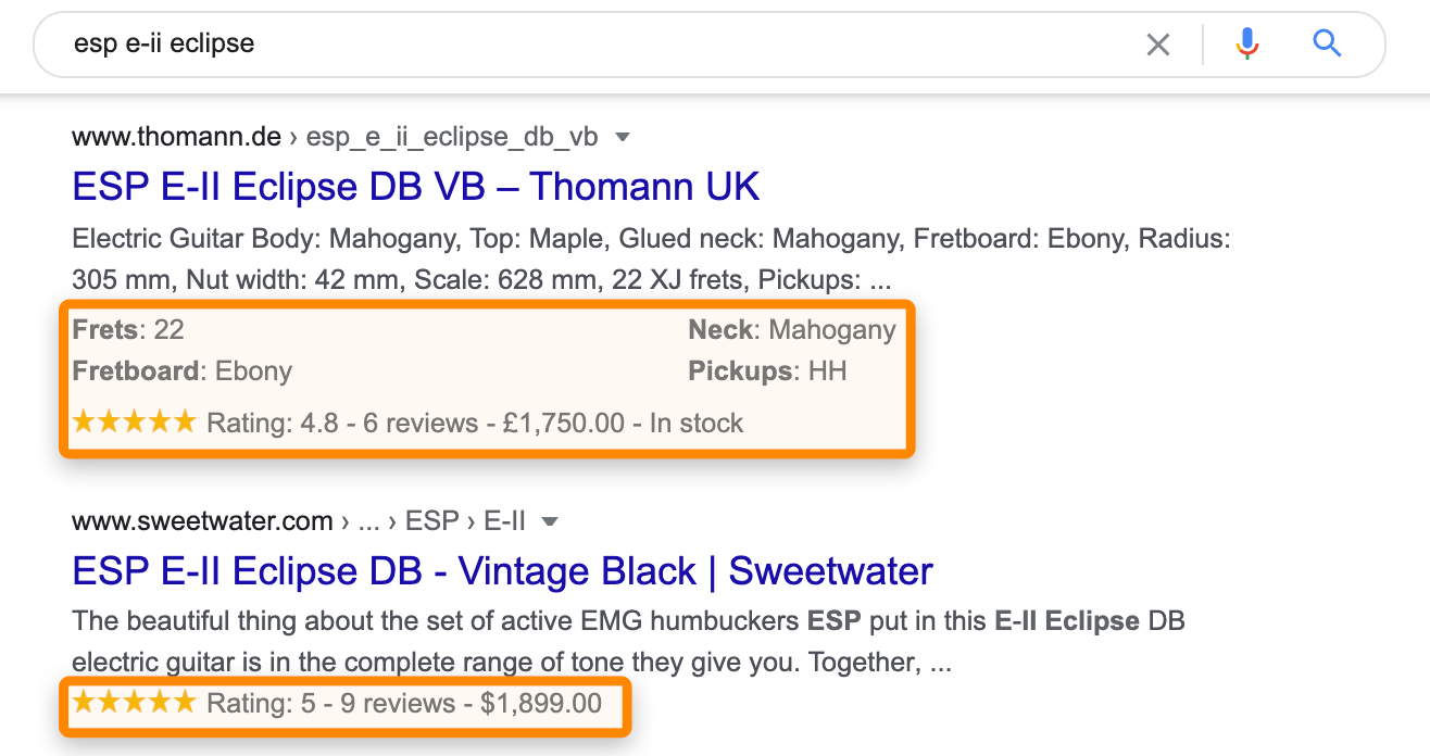 Example of structured data